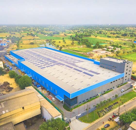 An aerial shot of a factory