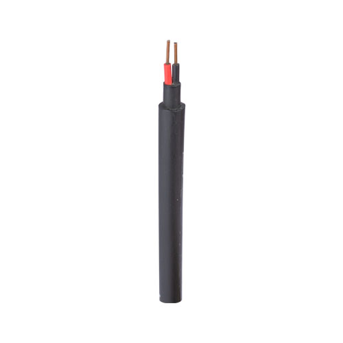 Image of a black low voltage copper cable on a white background 